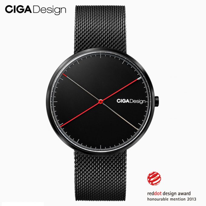 Ciga X Series Quartz Watch Men's Wristwatches 3atm Waterproof Stainless Steel Woven Strap Black