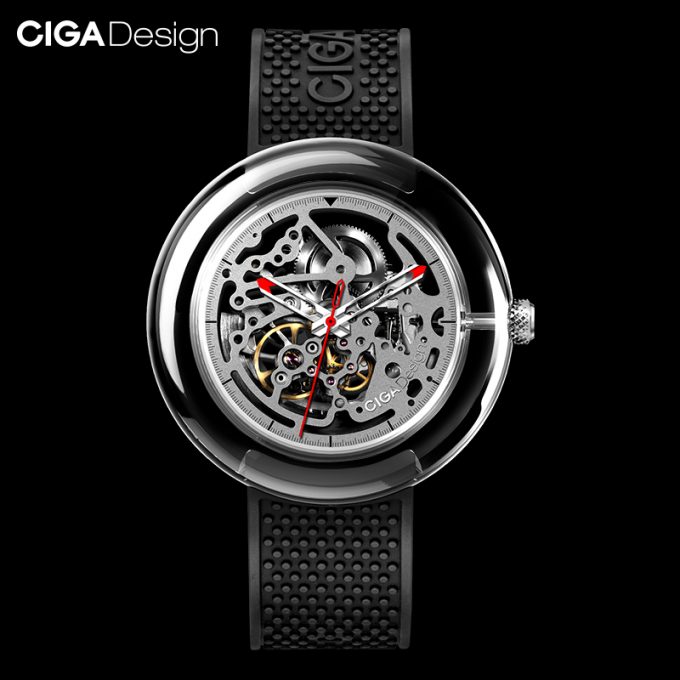 Original Ciga Design T Series Fully Transparent Watch Case Seagulls Movement Mechanical Watch Black