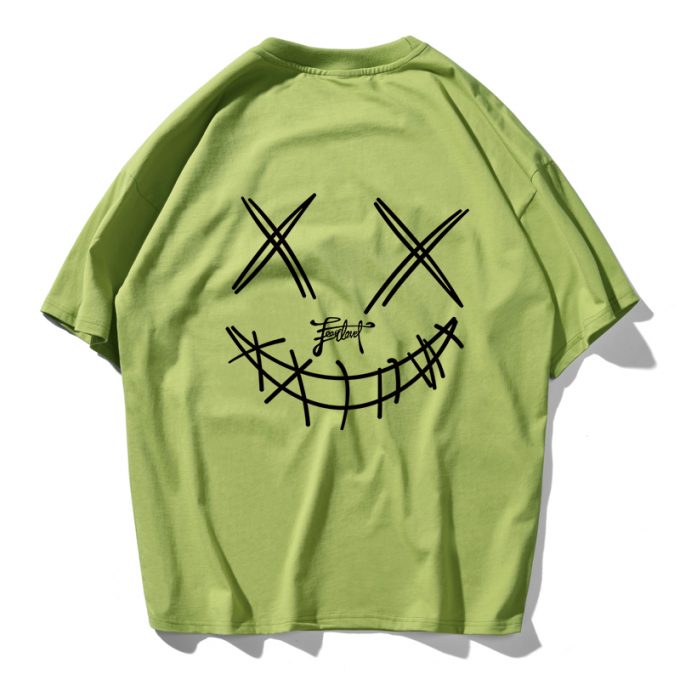 Devil Skull Print Couple Summer Fashion Men T Shirt Hip Hop Green