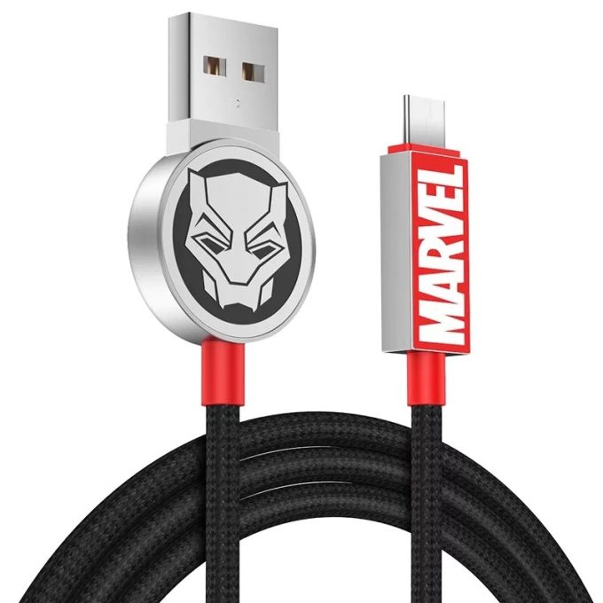 Original Marvel Black Panther Usb Type C Lightning Cable Fast Charging Data Cable Charger
