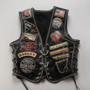 Harley Angel Chian Oil-wax Leather Biker Vest