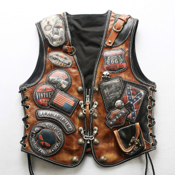 Harley Angel Chian Oil-wax Leather Biker Vest