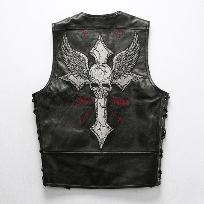 Harley Angel Skull Leather Biker Vest