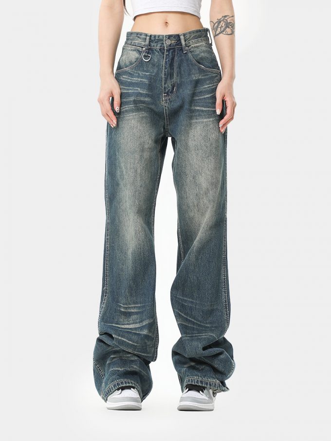 OREETA American Fashion Brand Straight Tube Washed Jeans