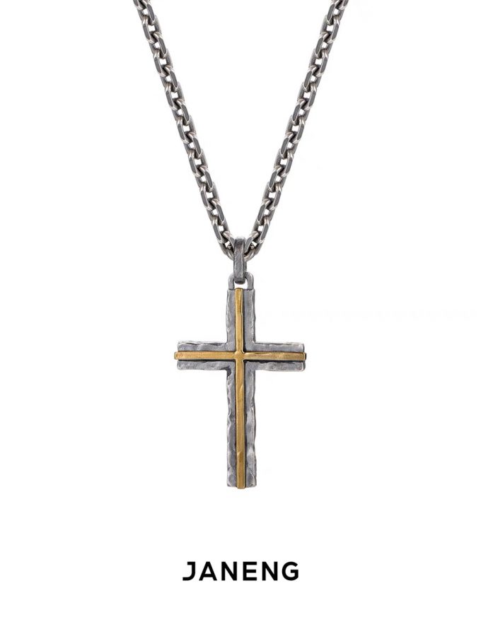 Vintage Fashion Sterling Silver Cross Necklace.